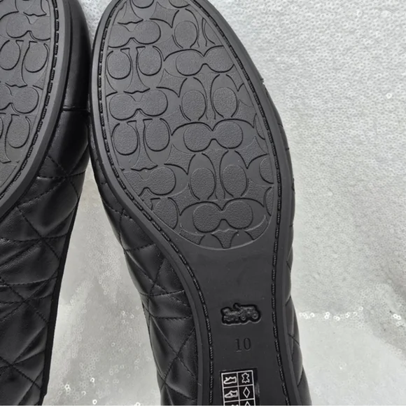 Coach Allyson Quilted Ballet Flats Classic Black Leather Women"s 10 - Picture 11 of 16